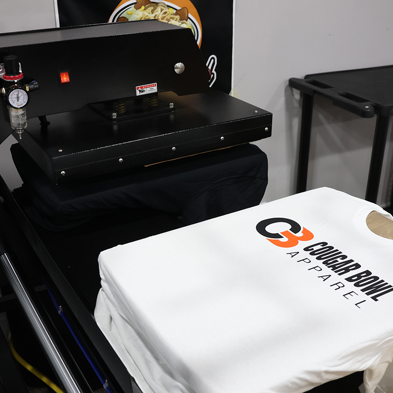 Cougar Bowl Apparel shirt press and custom shirts